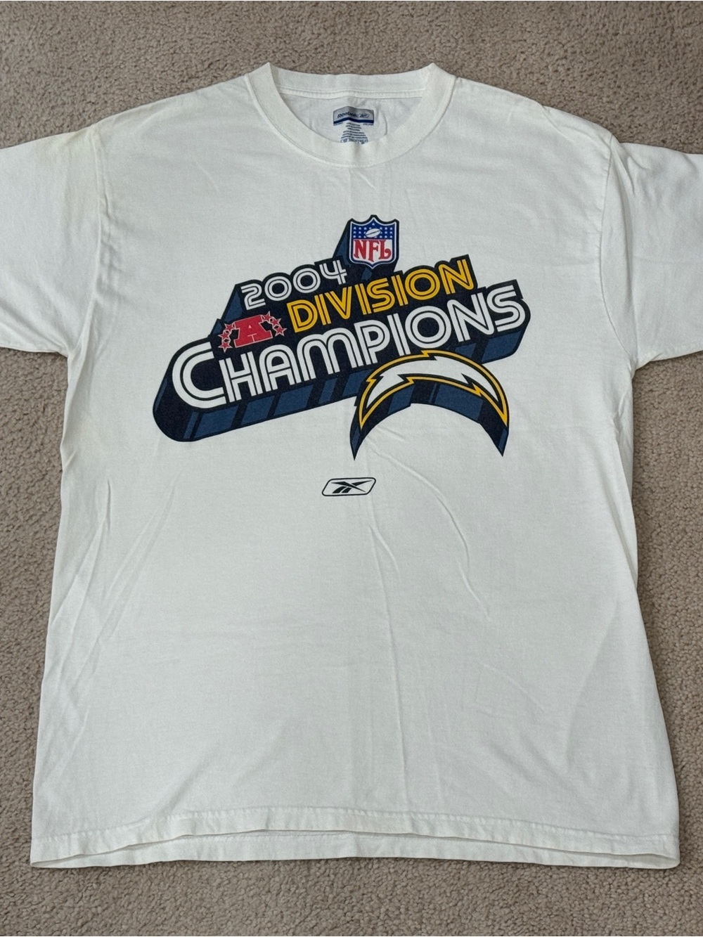 Reebok White 2004 Division Champions Chargers Graphic Tee